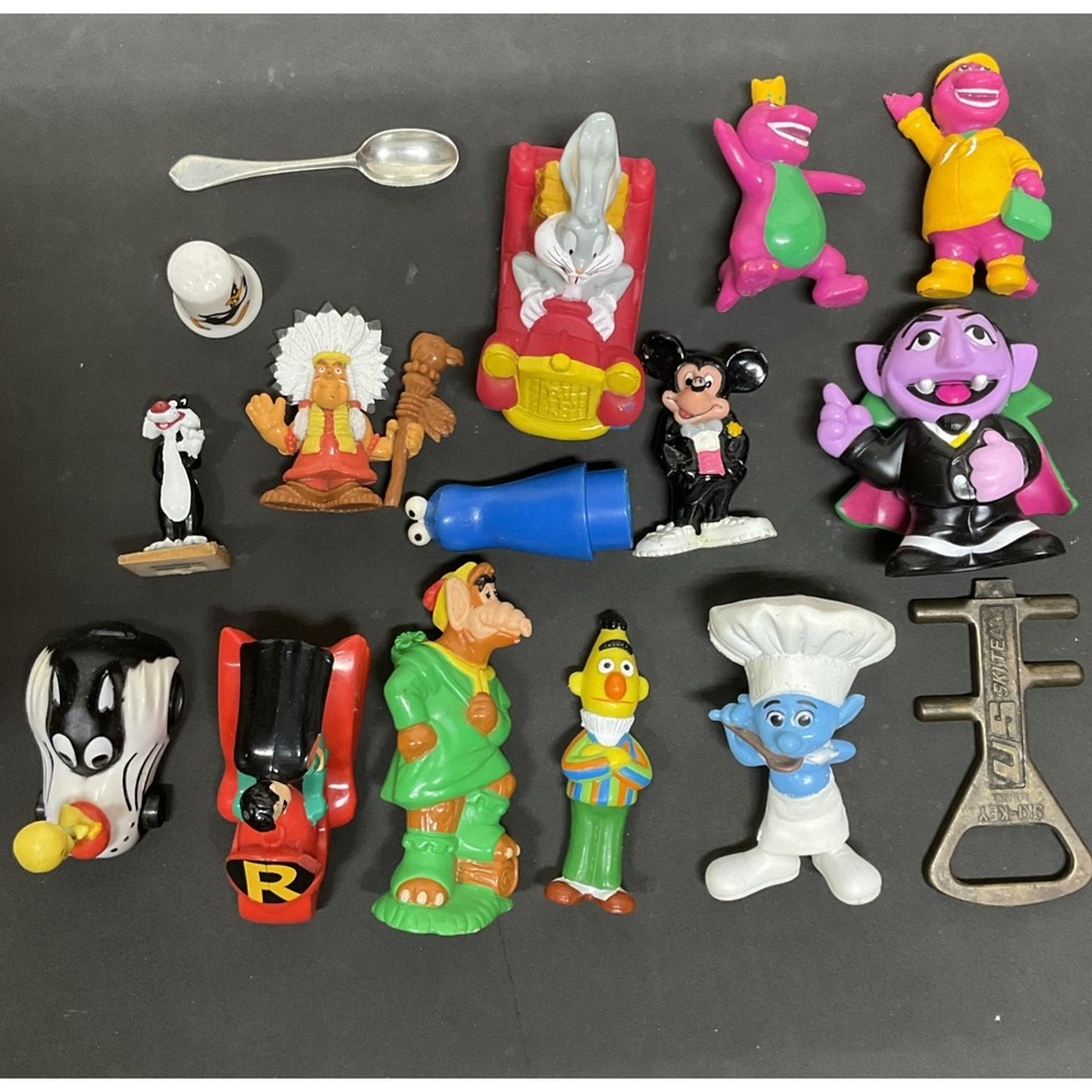 Junk Drawer Lot of Vintage PVC Figures Toys Random mixed Mickey ALF smurf looney